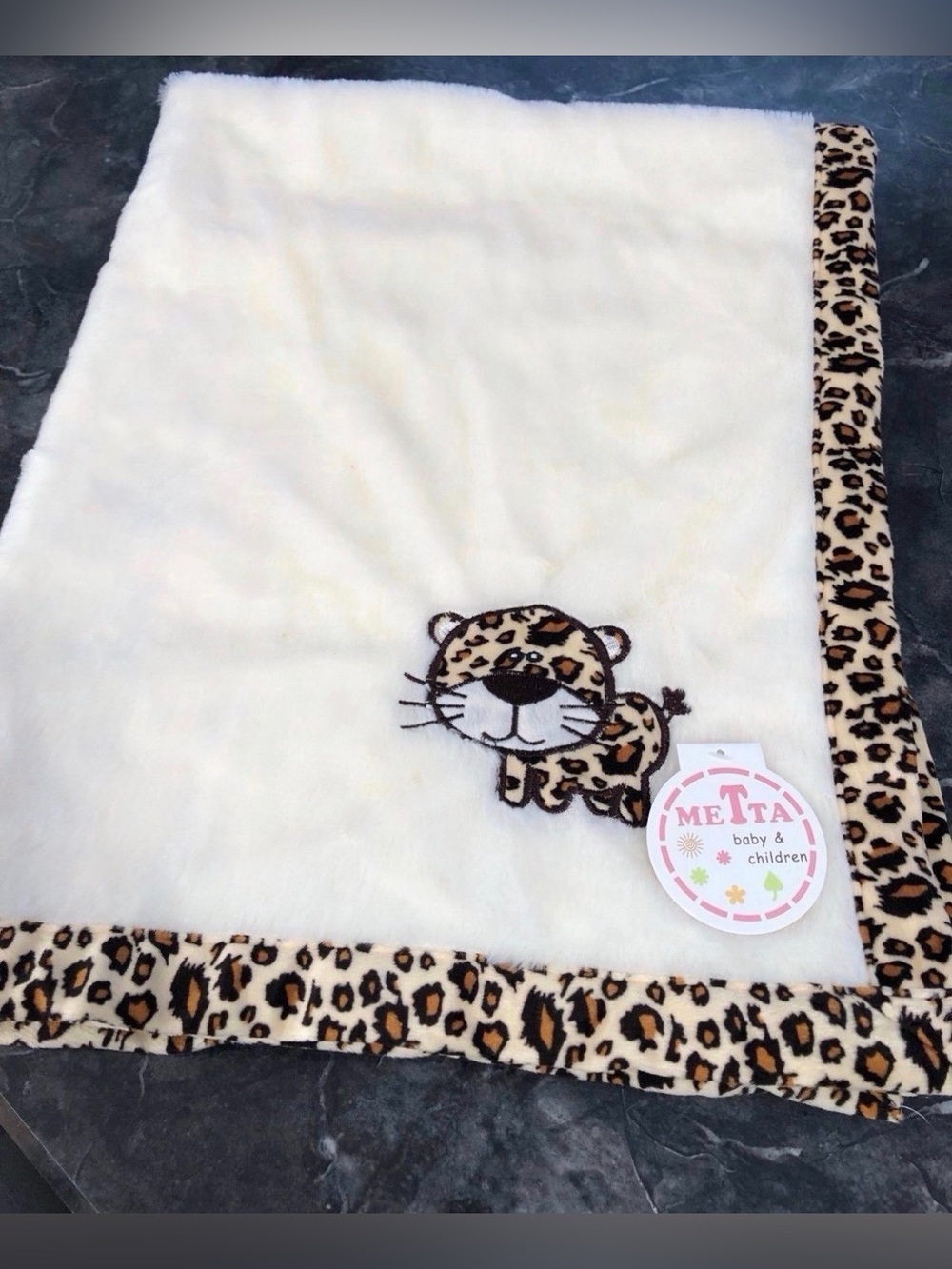 Leopard print baby blanket